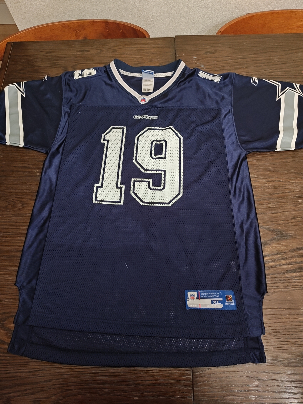Reebok Navy and White Football Jersey Collar Tag Detail #0072